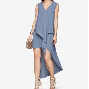 BCBGMAXAZRIA Tara Asymmetrical ruffle hi low evening dress Sz XS style 6WQ06859
